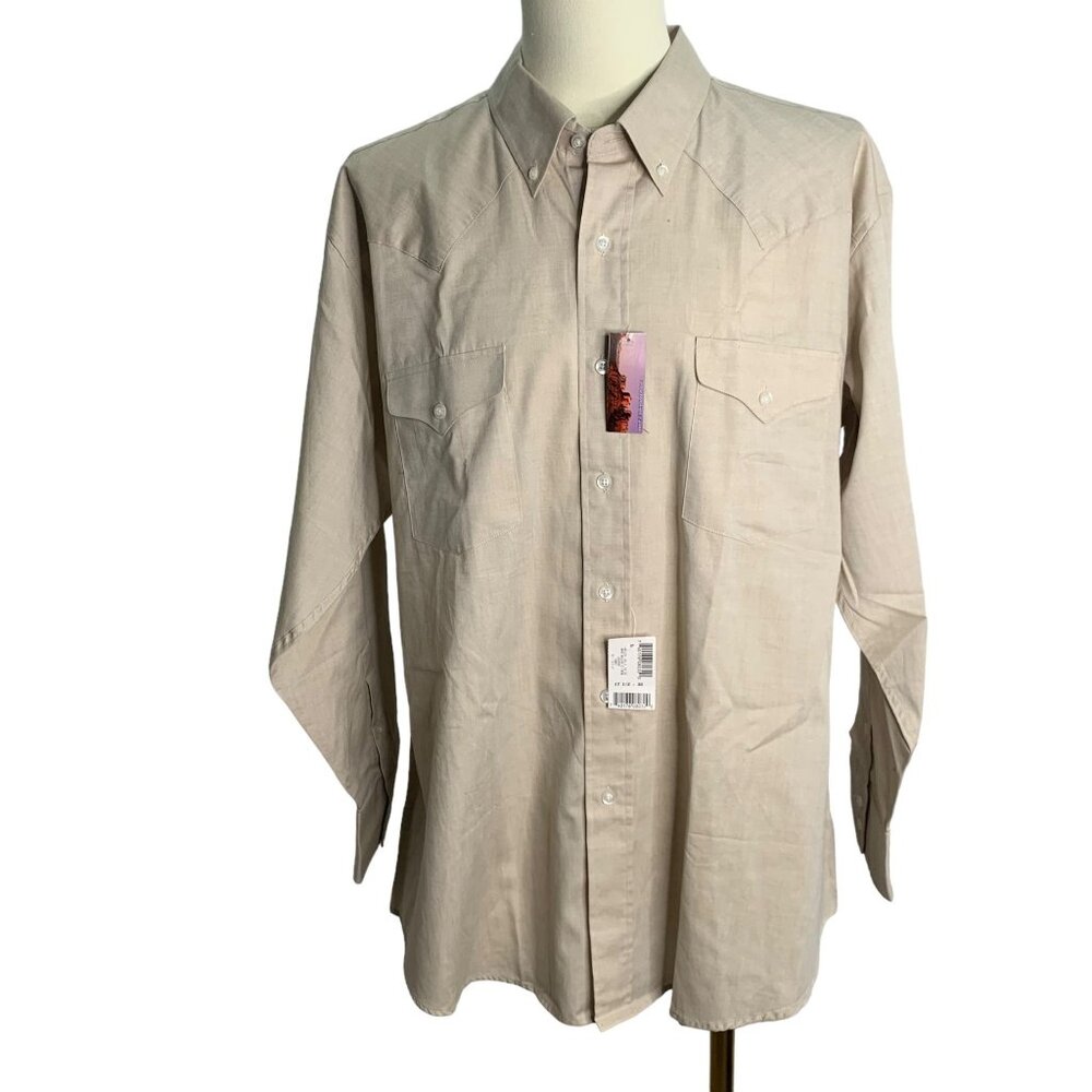 Panhandle Slim Button Down Western Shirt XL Beige Camel Long Sleeve One Point